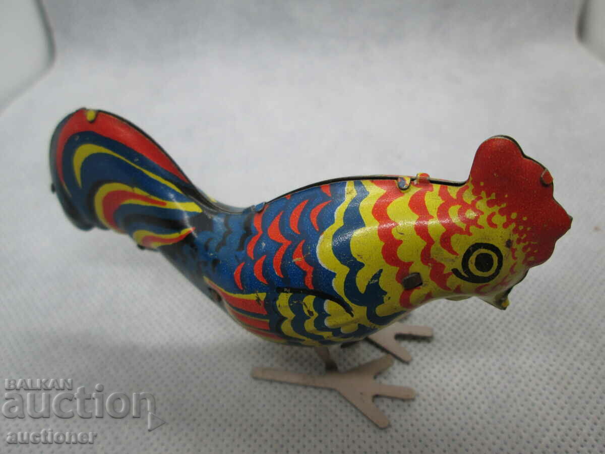 RARE OLD METAL - SOC. TOY WITH MECHANISM, ROOSTER - 6 RARE OLD METAL - SOC. TOY WITH MECHANISM, ROOSTER - 6