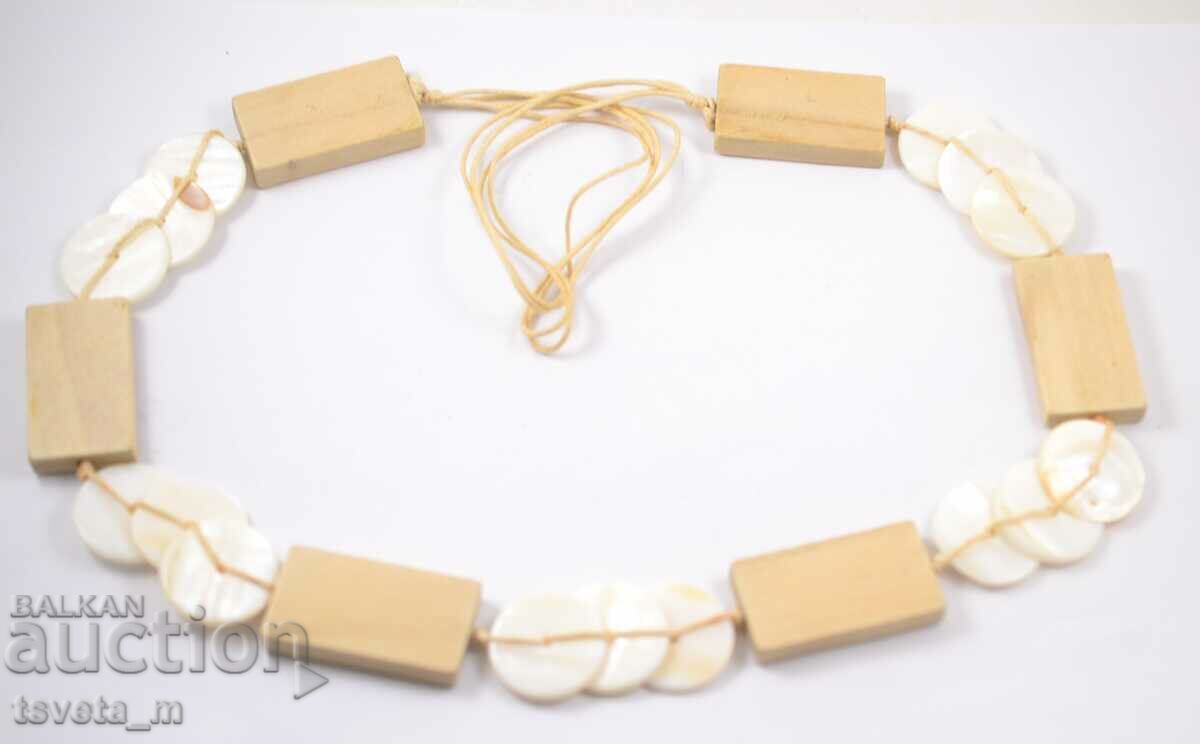 Women's necklace, necklace, handmade, mother of pearl and wood with price 8.00 BGN | € 4.09
