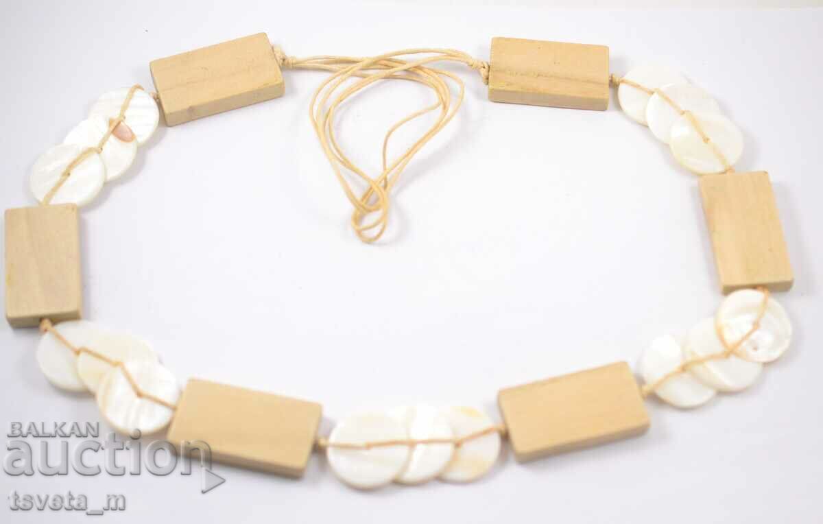 Women's necklace, necklace, handmade, mother of pearl and wood