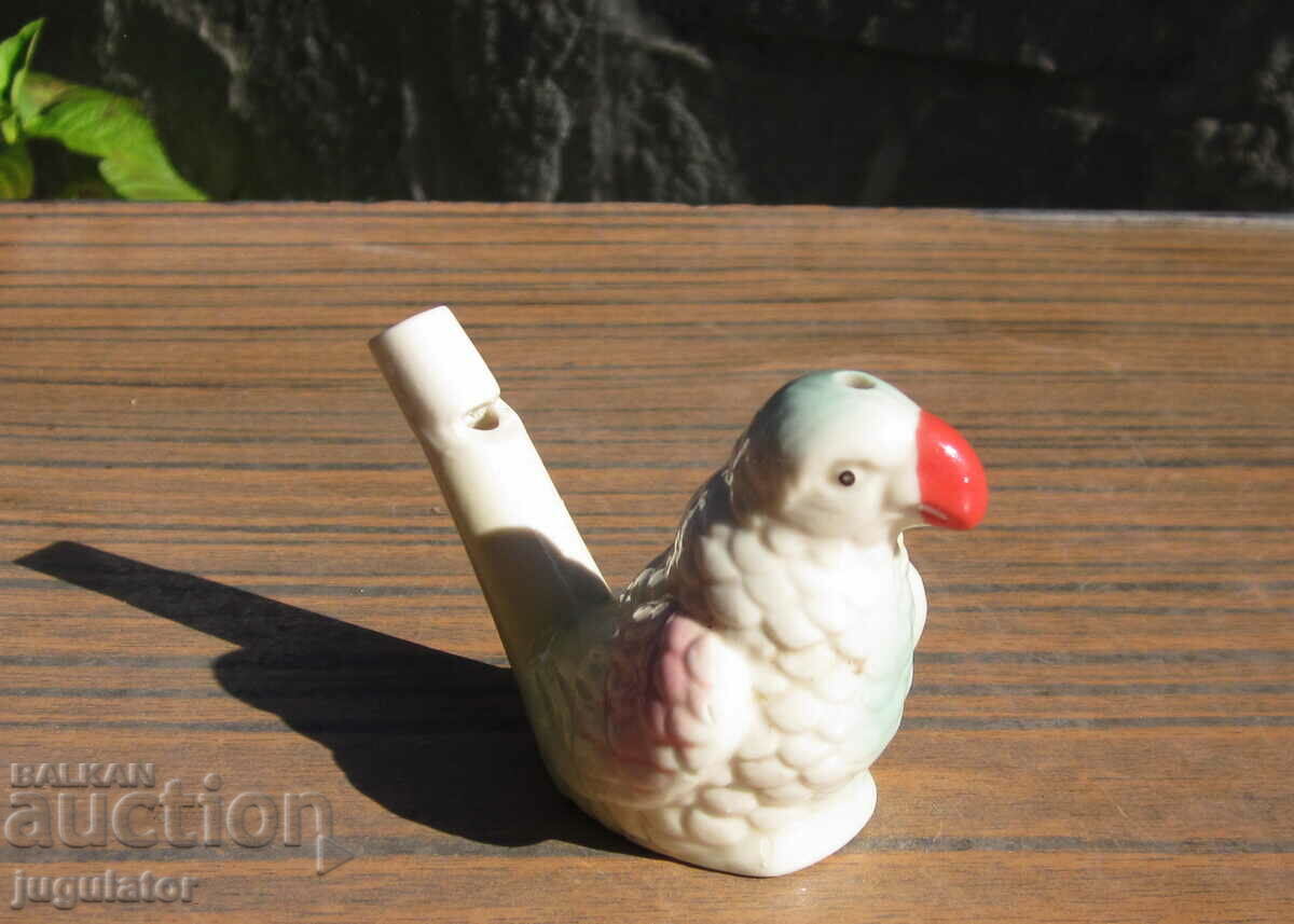 Auction old children's toy porcelain whistle figurine parrot Auction old children's toy porcelain whistle figurine parrot