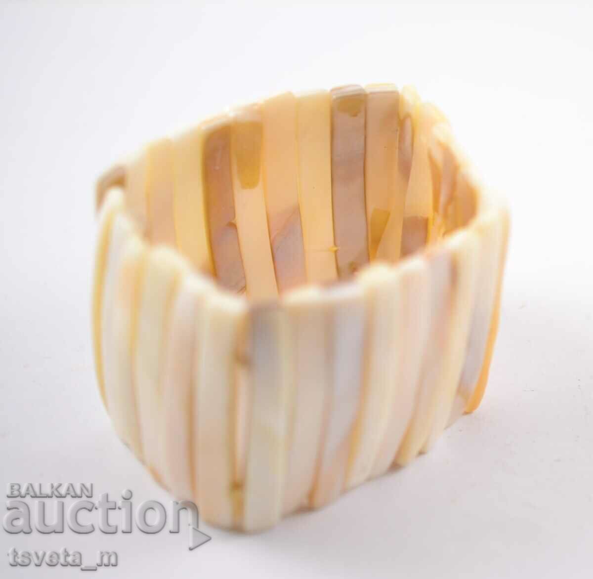 Stretch bracelet made of clam shell, mother of pearl - 5