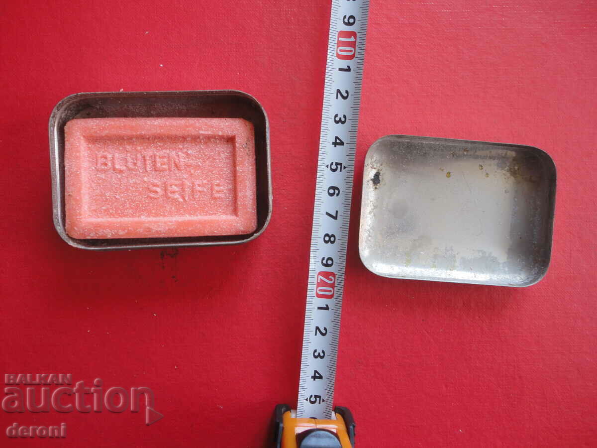 Auction German metal soap dish with soap Auction German metal soap dish with soap