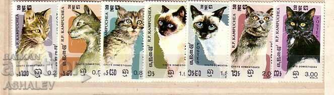 1985 KAMPUCHEA FAUNA CATS 7v.**