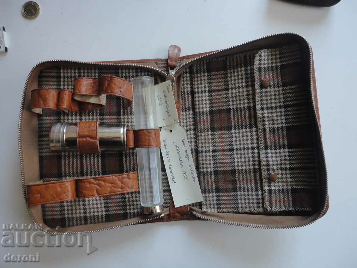 Auction German Leather Shaving Kit Box Case Auction German Leather Shaving Kit Box Case