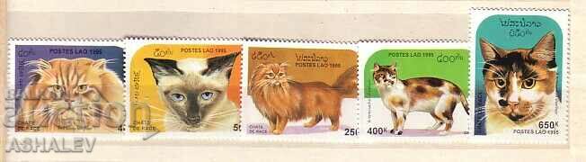 1995 Laos FAUNA CATS 5v.**