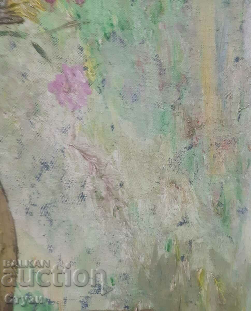 Auction Master old painting "Delva with flowers", oil, 67x56 cm Auction Master old painting "Delva with flowers", oil, 67x56 cm