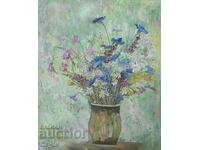 "Vază cu flori", ulei, 67x56 cm-Lichidare de stoc