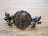 Old silver plated "Joan of Arc" badge - France