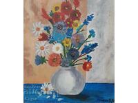 S. Boychev, "Vase with flowers", 1979, oil, 48.5 x 44 cm