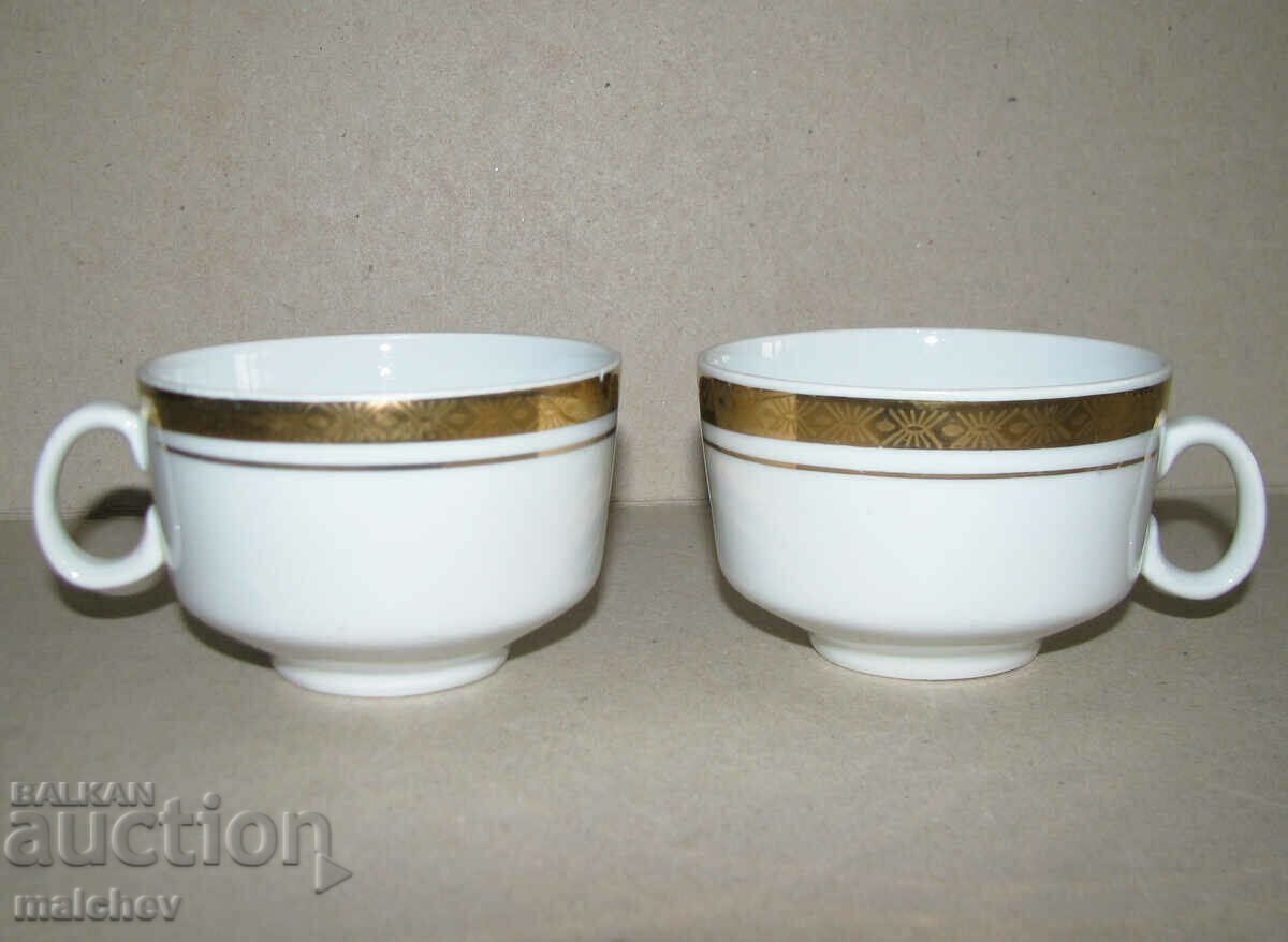 Lot 2 pcs. old porcelain cups with wide gold rims