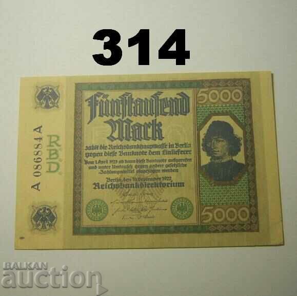 Berlin 5000 mark 1922 AUNC Germania