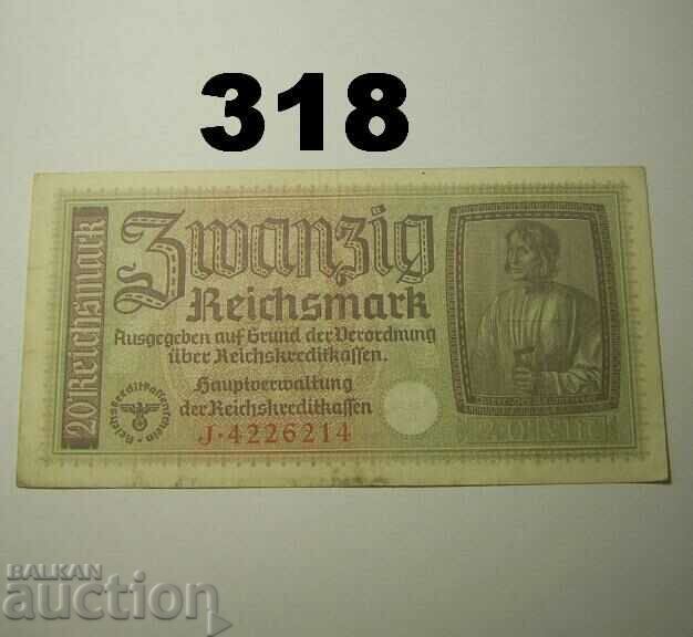 Germania 20 marcă 1939-1944 VF Swastika