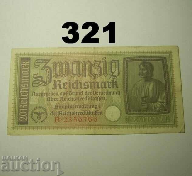 Germania 20 marcă 1939-1944 VF Swastika