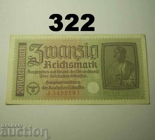 Germania 20 marcă 1939-1944 VF+ Swastika