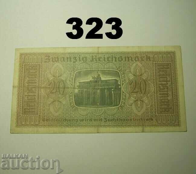 Germany 20 mark 1939-1944 VF Swastika with price 8.00 BGN | € 4.09 Germany 20 mark 1939-1944 VF Swastika with price 8.00 BGN | € 4.09