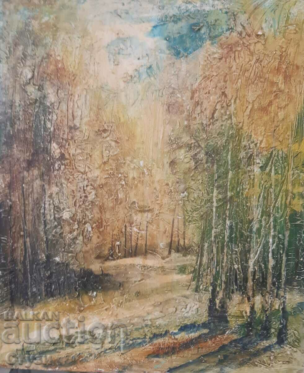 Painting "Landscape", G. Stamenkov, oil/mixed media, 60 x 50 cm