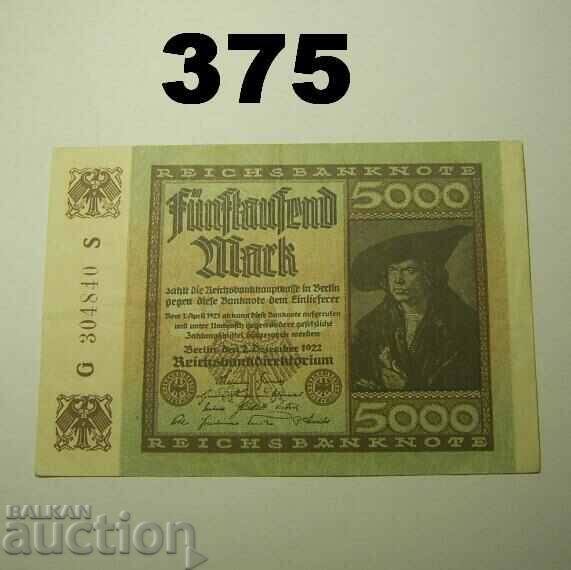 Berlin 5000 mark 1922 XF Germania