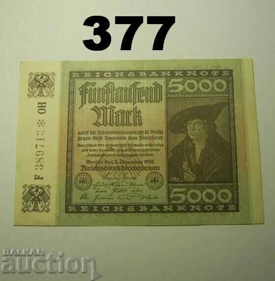 Berlin 5000 mark 1922 XF+ Germania