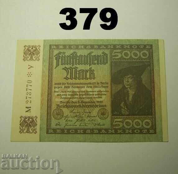 Berlin 5000 mark 1922 XF+ Germania