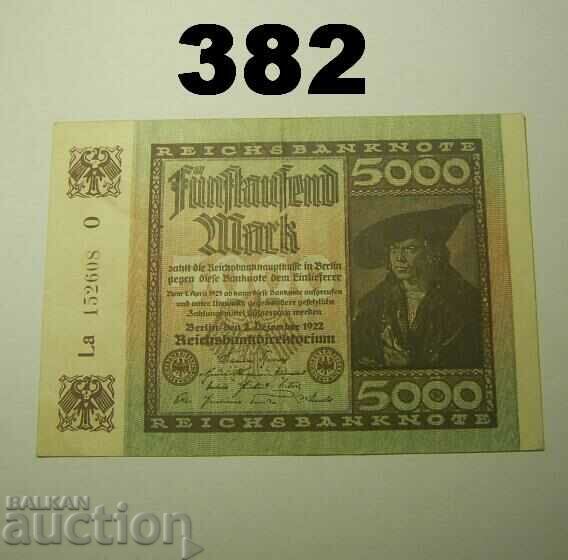 Berlin 5000 mark 1922 XF+ Germania