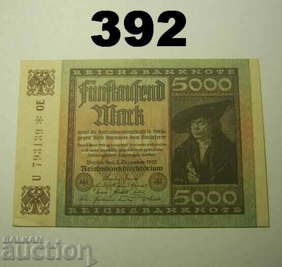 Berlin 5000 mark 1922 XF+ Germania