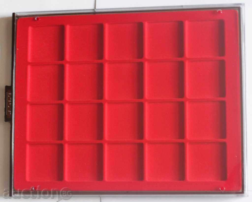 Auction coin storage trays with protective cover - sockets 50 mm Auction coin storage trays with protective cover - sockets 50 mm