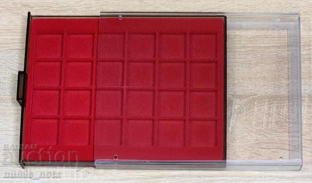 coin trays with protective cover - 24 slots x 42 mm.