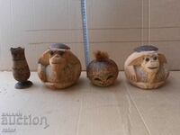 Old figures, coconut statuettes - 4 pieces