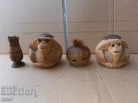 Old figures, coconut statuettes - 4 pieces