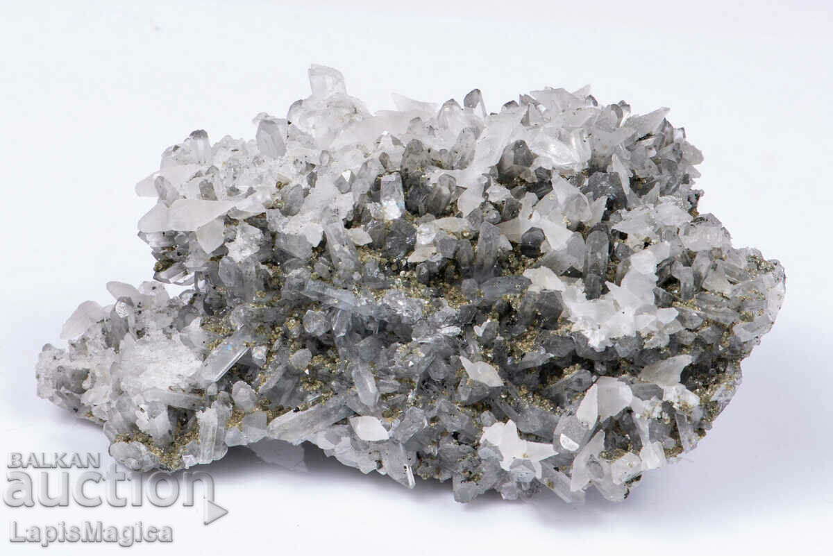 Druse quartz with calcite and pyrite 184g