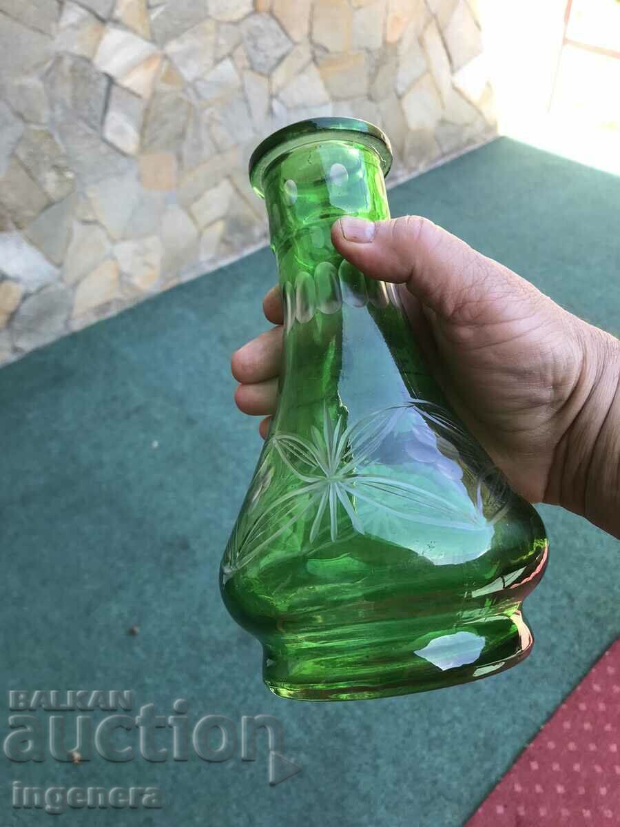 BASE BOTTLE DISH GLASS ENGRAVED RELIEF COLOR VASE