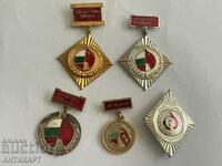 5 pieces of badges signs communist Bulgaria OF Fatherland. front