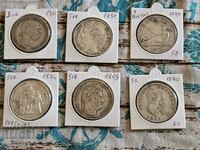 Lot of 6 coins with denomination - 5! SILVER