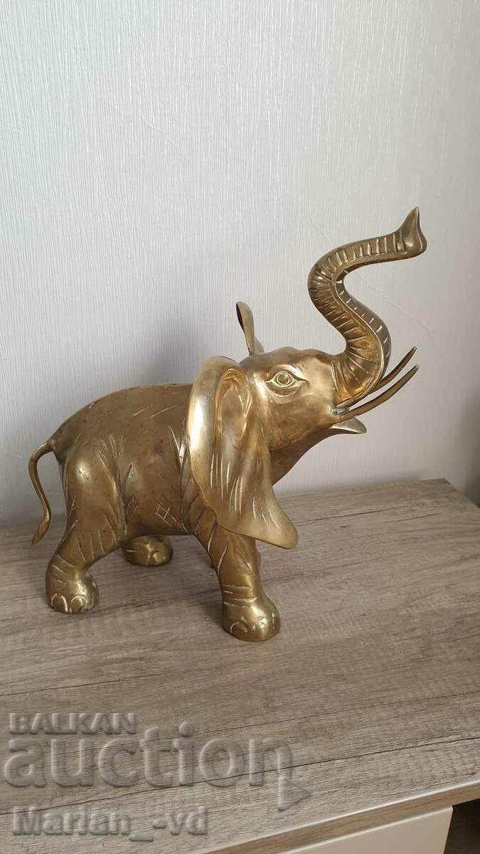 Old large brass statue of an African elephant