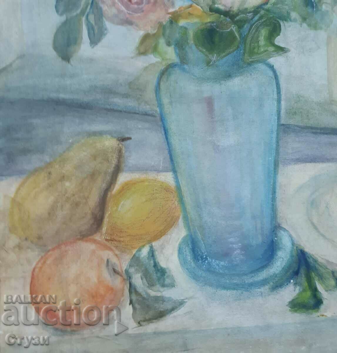 Licitație Tablou "Natură moartă", G. Nikolova, tehnică mixtă, 61x49 cm - Lichidare de stoc