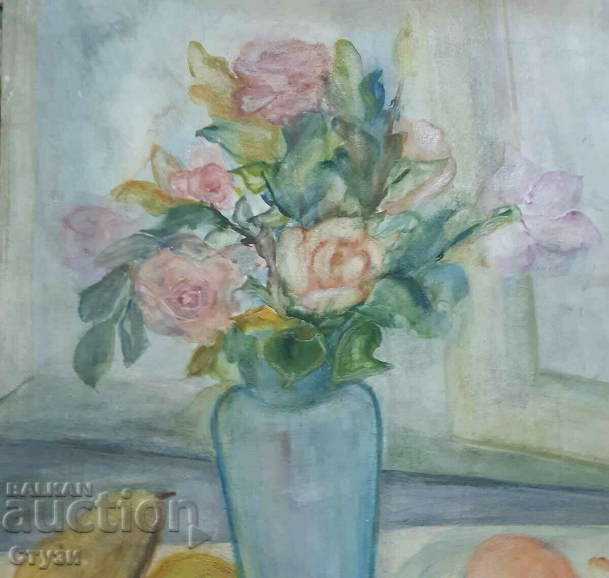 Livrarea Tablou "Natură moartă", G. Nikolova, tehnică mixtă, 61x49 cm - Lichidare de stoc