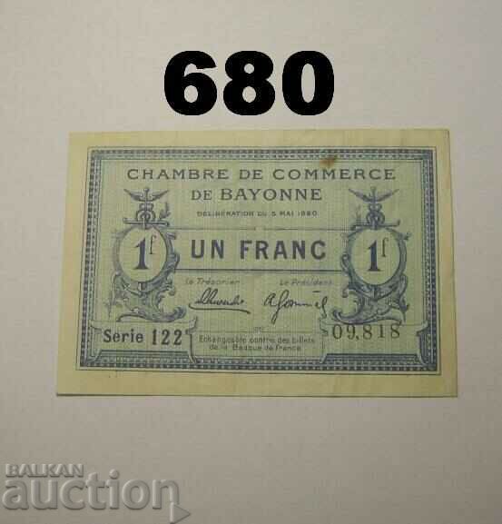 France 1 franc Bayonne 1920 XF