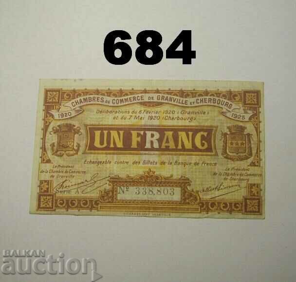 France 1 franc 1920 VF Granville & Cherbourg