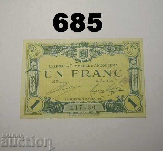 Франция 1 franc 1915 Angouleme ANNULE