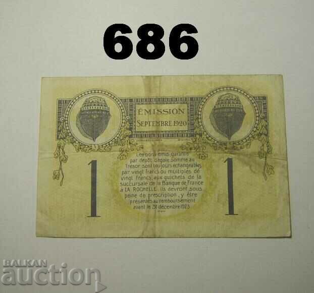 France 1 franc 1920 La Rochelle VF with price 14.00 BGN | € 7.16