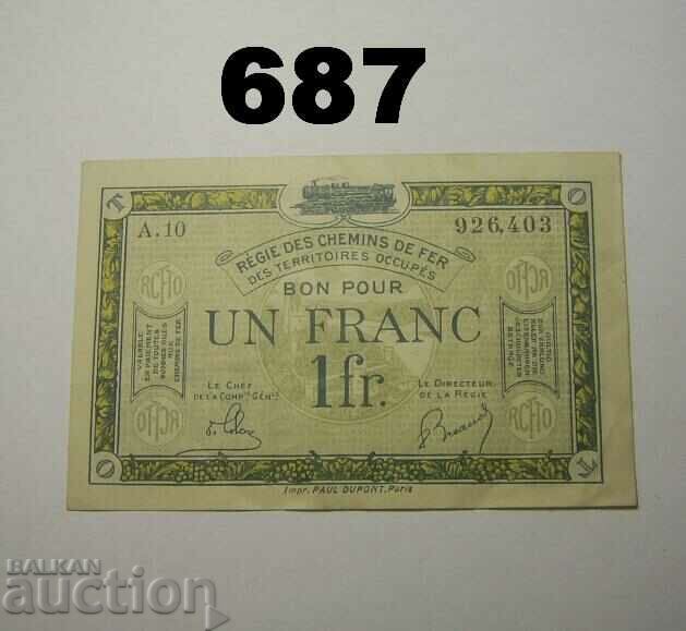 Franța 1 franc 1923 Régie de Chemins de Fer XF