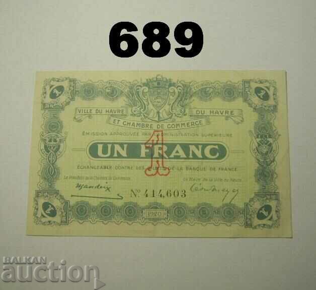 France 1 franc 1920 Du Havre XF+