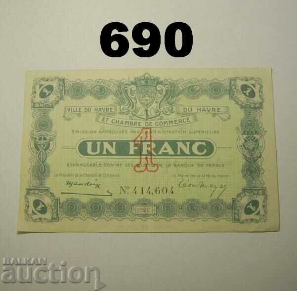 Франция 1 franc 1920 Du Havre XF+