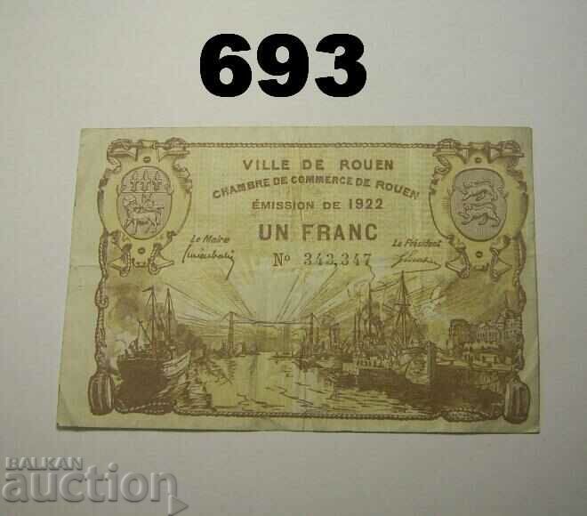 Франция 1 franc 1922 Rouen VF