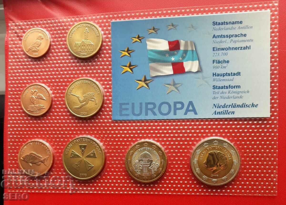 Netherlands Antilles - SET of 8 Proof Euro Coins 2008