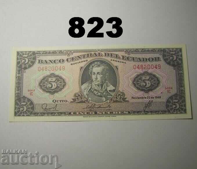 Ecuador 5 Sucre 1988 UNC