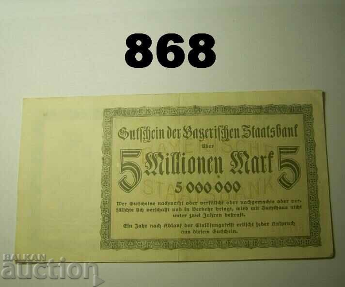 Munich 5 million mark 1923 XF Staatsbank with price 8.00 BGN | € 4.09 Munich 5 million mark 1923 XF Staatsbank with price 8.00 BGN | € 4.09