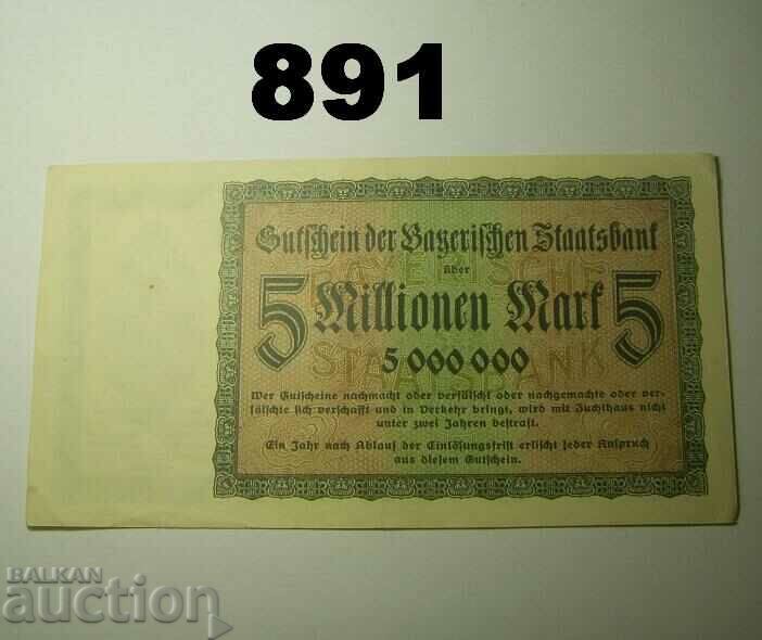 Munich 5 million mark 1923 XF Staatsbank with price 14.00 BGN | € 7.16