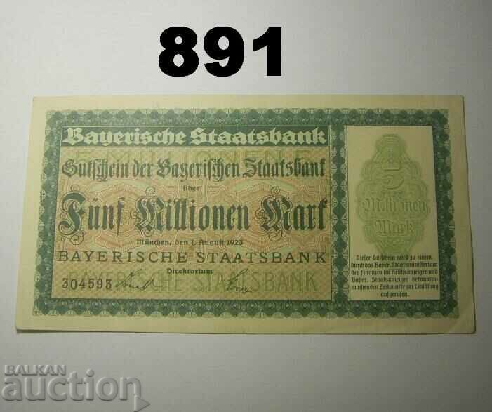 München 5 milioane marca 1923 XF Staatsbank