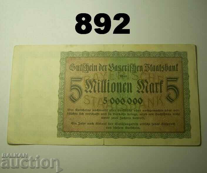 Munich 5 million mark 1923 Staatsbank with price 6.00 BGN | € 3.07